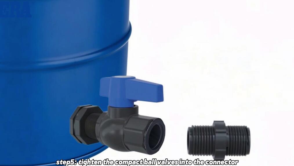 Step 5 tighten the compact ball valves into the connector الخطوة 5 قم بربط الصمامات الكروية المدمجة في الموصل