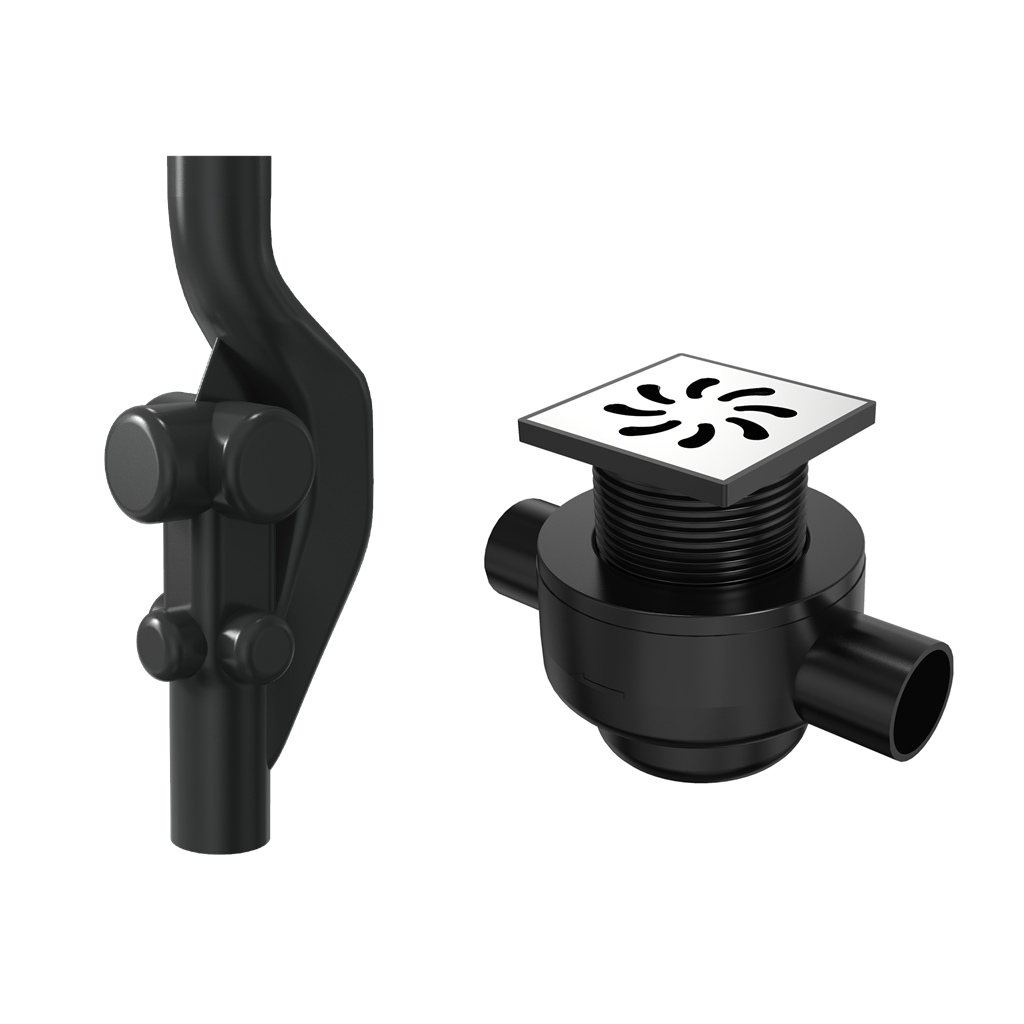 ERA multi-channel floor drain shared water seal bathroom drainage تصريف أرضي متعدد القنوات من ERA، تصريف مياه مشترك للحمام