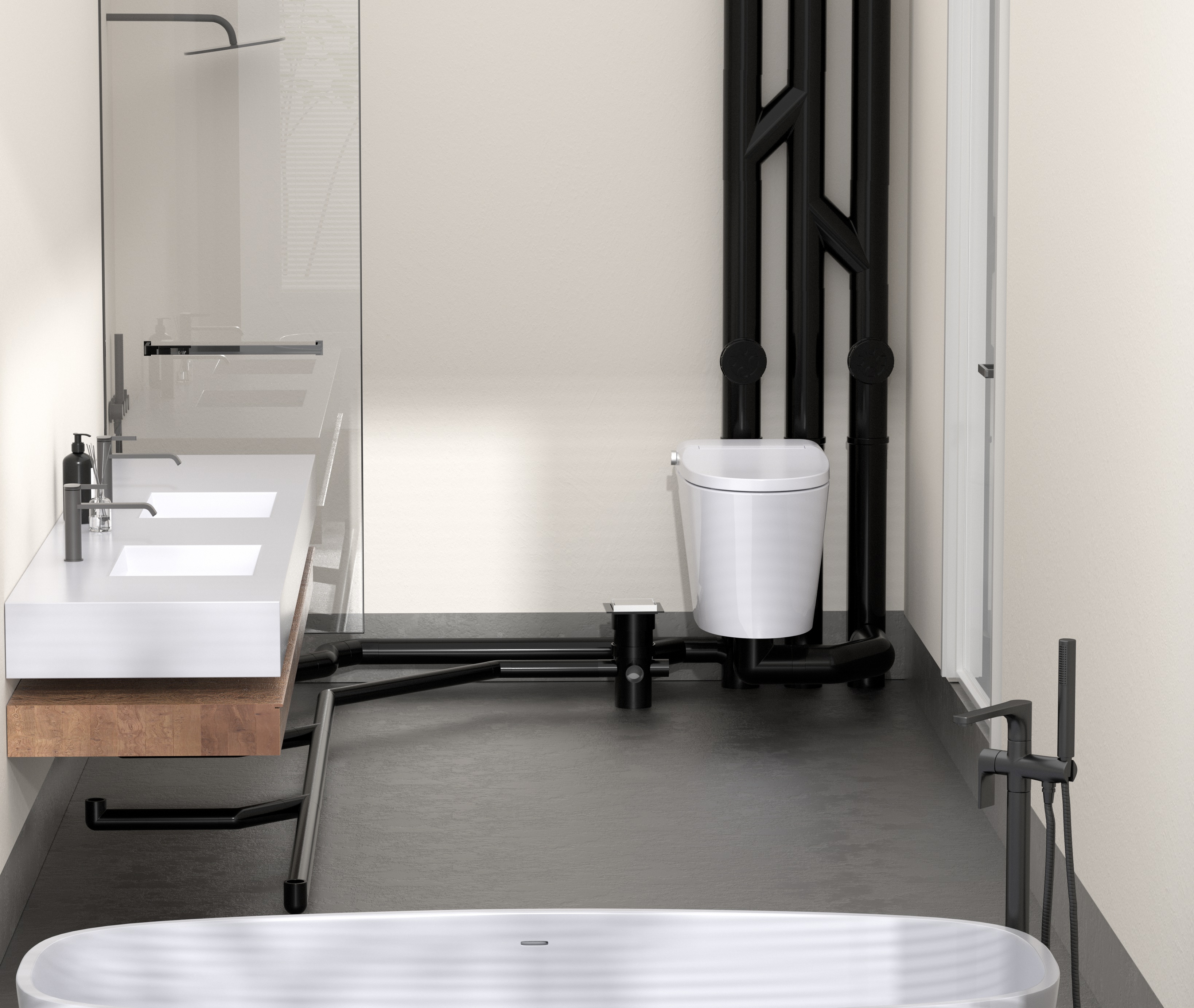 Modern residential building HDPE same-floor drainage application11 مبنى سكني حديث HDPE تطبيق الصرف في نفس الطابق11