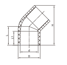 SCH40 45 درجة الكوع