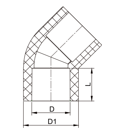 HDPE بعقب لحام PE المناسب 45 درجة الكوع(2)