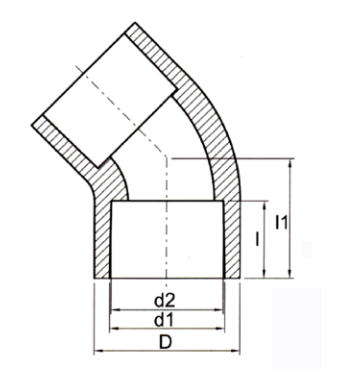 UPVC شفاف 45 درجة الكوع