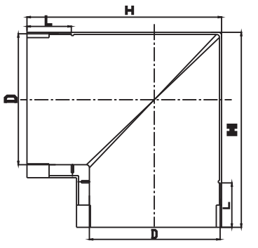 RWGL004-2 موصل الزاوية الأيمن (الداخلي)