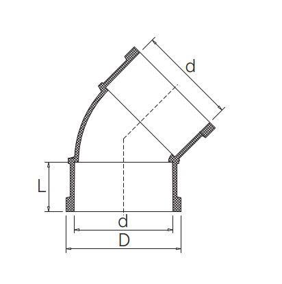 UDE003 الكوع 45 درجة