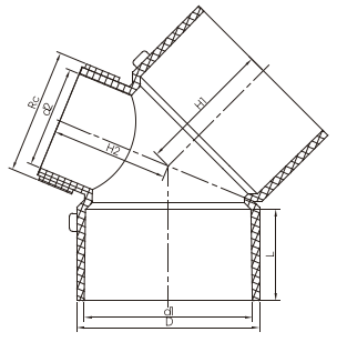 45 درجة انحناء مع فتحة F/F
