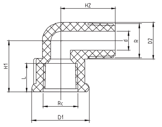 PPH 90° الكوع M/F