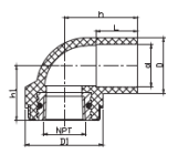 PVC SCH80 كوع أنثى بالنحاس