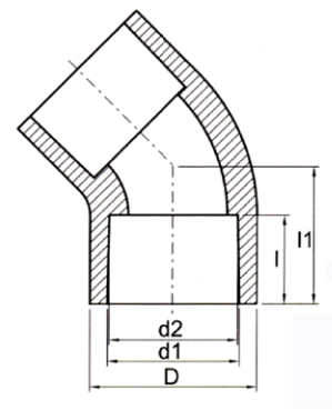 UPVC شفاف 45 درجة الكوع2
