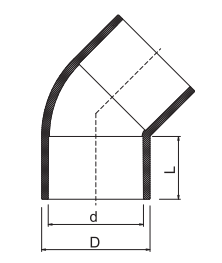 PVC SCH40 كوع 45 درجة