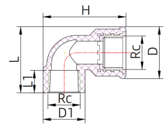 مرفق بخيط نحاسي PPH 90°