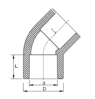 PVC PN10 45 درجة الكوع