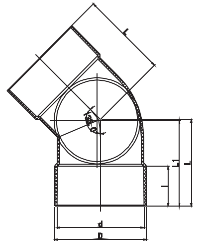 وصول جانبي منحني بزاوية 45 درجة F/F